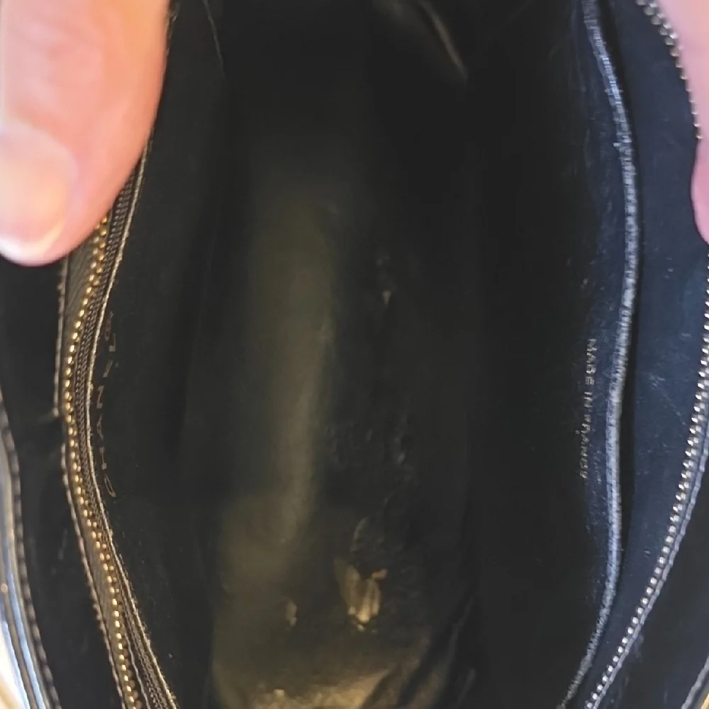 CHANEL Black Quilted Patent Leather Shoulder Bag with Gold Medallion Authentic - Picture 5 of 12